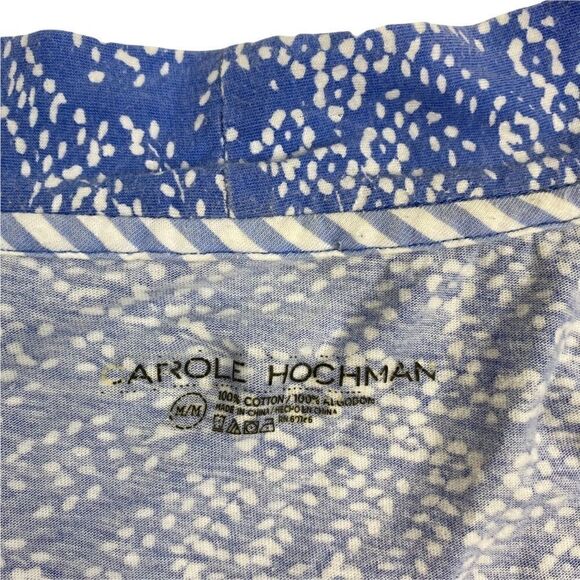 Carole Hochman Floral Robe Cotton Medium M Blue White Wrap NO Belt Long Sleeve - Picture 4 of 11